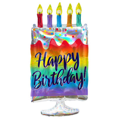 30 Inch Iridescent Cake Super Shape Helium Balloon image number 1