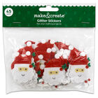 Christmas Santa Felt Glitter Stickers: Pack of 45 image number 1