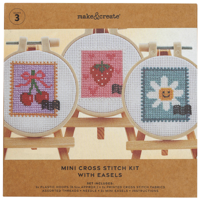 Mini Cross Stitch Kit with Easel: Pack of 3 image number 1