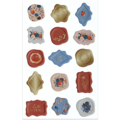 Autumn Bloom Wax Seal Stickers: Pack of 15 image number 1