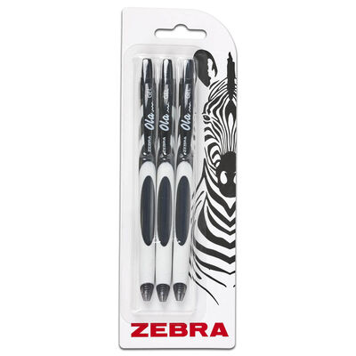 Zebra Ola Black Retractable Gel Pens: Pack of 3 image number 1