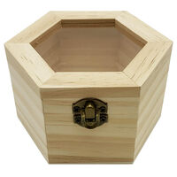 Hexagonal Glass Lid Wooden Box
