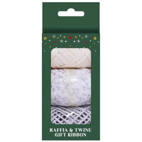 Silver Raffia Ribbon and Twine Set: Pack of 3