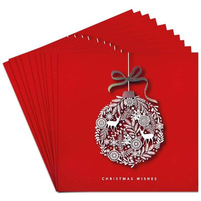 Premium Filigree Bauble Christmas Cards: Pack of 10 image number 2