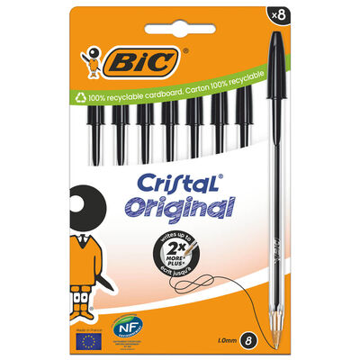 Bic Cristal Original Black Pens: Pack of 8 image number 1