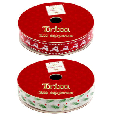 3m Christmas Ribbon Trim: Assorted image number 7