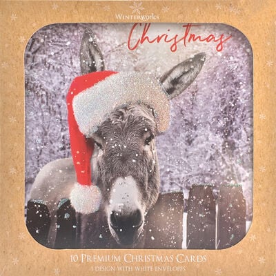 Donkey Christmas Cards: Pack Of 10 image number 1