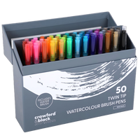 Crawford & Black Twin Tip Watercolour Brush Pens: Pack of 50