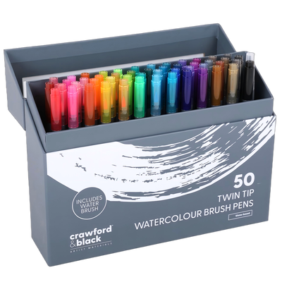 Crawford & Black Twin Tip Watercolour Brush Pens: Pack of 50 image number 2