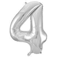 34 Inch Silver Number 4 Helium Balloon