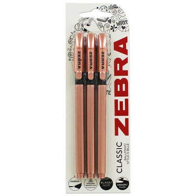 Zebra Classic Rose Gold Ballpoint Pens: Pack of 3 image number 1