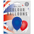 Red White and Blue Jubilee Coloured Balloons: Pack of 15 image number 1