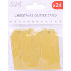 Gold Christmas Glitter Gift Tags 24 Pack image number 1