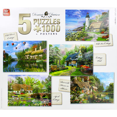 Cottage Themed 5-in-1 1000 Piece Jigsaw Puzzle Set image number 2