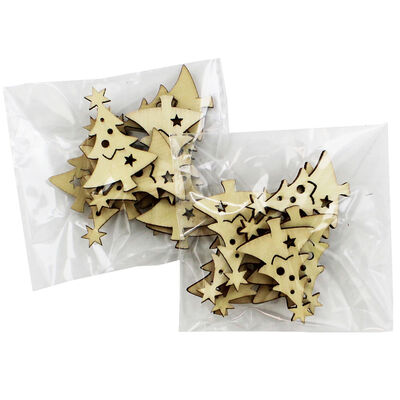 Wooden Christmas Tree Embellishments: Pack of 20 image number 1