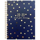 A5 Navy and Gold Spotty 2022-2023 Day to View Academic Diary image number 1