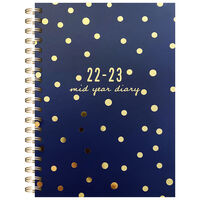 A5 Navy and Gold Spotty 2022-2023 Day to View Academic Diary