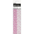Pink White Dot Paper Straws - 10 Pack image number 1
