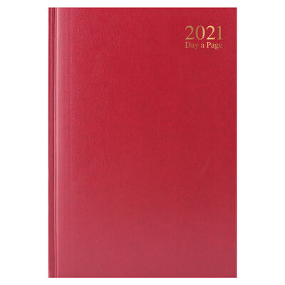A5 Red 2021 Day a Page Diary image number 1