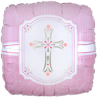18 Inch Pink Cross Foil Helium Balloon image number 1
