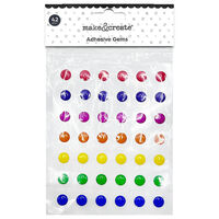 Colourful Adhesive Gems: Pack of 42
