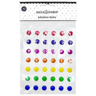 Colourful Adhesive Gems: Pack of 42 image number 1