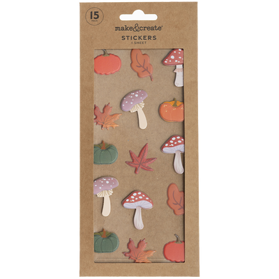 Leaf Toadstool Pumpkin 3D Stickers: Pack of 15 image number 1