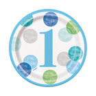 Blue 1st Birthday Small Paper Plates - 8 Pack image number 1