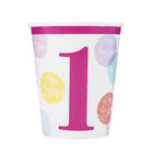 Pink 1st Birthday Paper Cups - 8 Pack image number 1