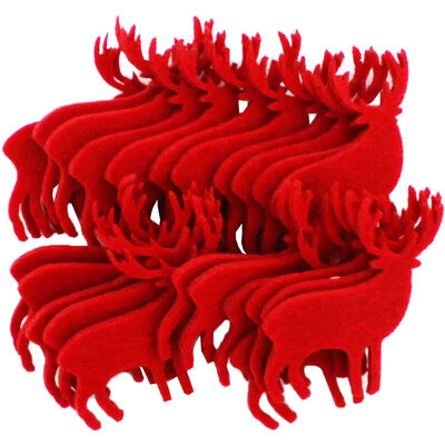 Mini Red Felt Christmas Stag Embellishments: Pack of 24 image number 1