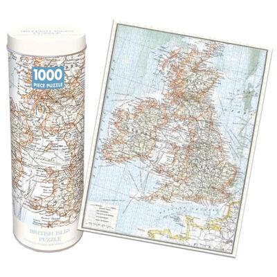 Vintage British Isles Map 1000 Piece Jigsaw Puzzle in Tin image number 2