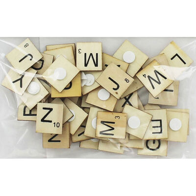 50 Wooden Square Letters image number 2