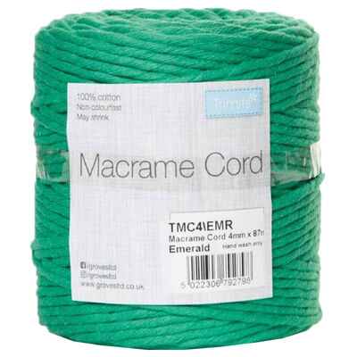 Trimits: Emerald Cotton Macrame Cord 87m x 4mm image number 1