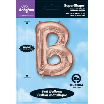 34 Inch Light Rose Gold Letter B Helium Balloon image number 2