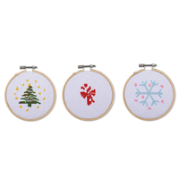 Christmas Mini Embroidery Cross Stitch Hoop Kit: Set of 3