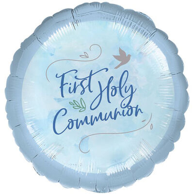 18 Inch Blue First Holy Communion Foil Helium Balloon image number 1
