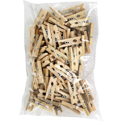 Mini Natural Wooden Pegs - Pack of 100 image number 1