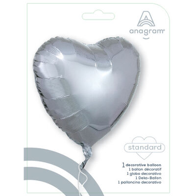 18 Inch Silver Heart Helium Balloon image number 2