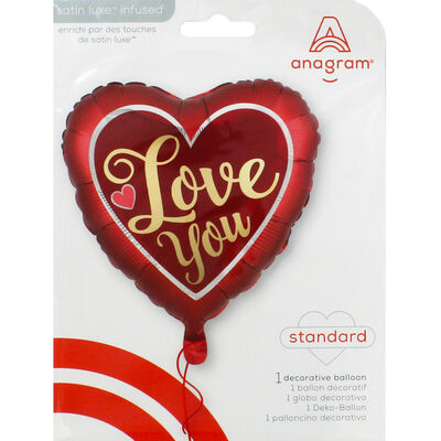 18 Inch Satin Sangria And Gold Love You Heart Helium Balloon From 2.50 ...
