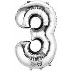 34 Inch Silver Number 3 Helium Balloon image number 1