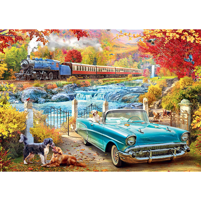 Stream Train and Car 500 Piece Jigsaw Puzzle image number 2