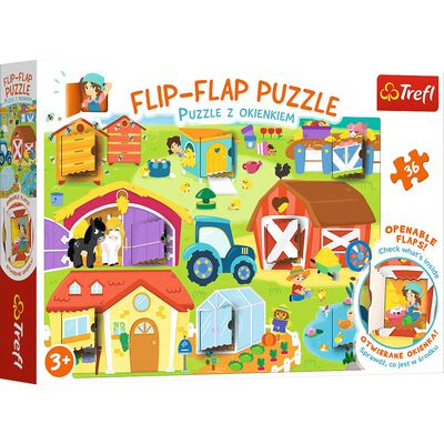 Flip Flap On The Farm 36 Piece Jigsaw Puzzle image number 1