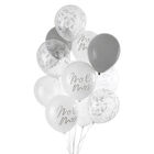 Silver Confetti Mr & Mrs Latex Balloons: Pack of 12 image number 1
