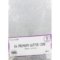 A4 Glitter Card Silver 300gsm 10 Sheets