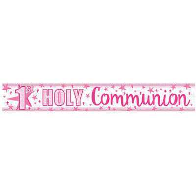 Pink 1st Holy Communion Foil Banner image number 1