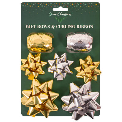 Christmas Gold & Silver Gift Bows and Curling Ribbon image number 1