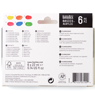 Liquitex Basics Fluorescent Acrylic Paint Set: Pack of 6 image number 3