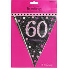 60th Birthday Black & Pink Foil Flag Bunting image number 1