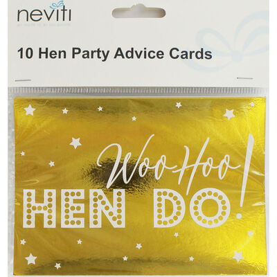 Gold Hen Do Party Advice Cards - 10 Pack image number 1