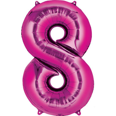 34 Inch Pink Number 8 Helium Balloon image number 1